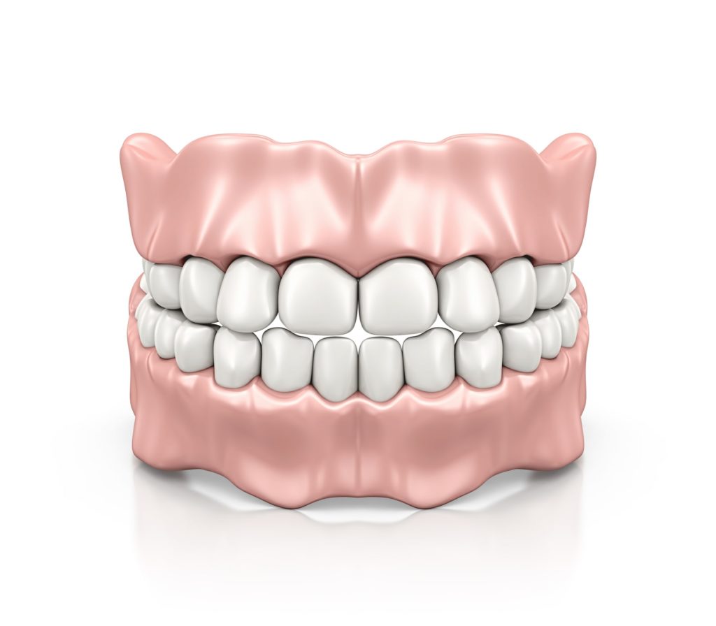 Illustration of a full set of dentures
